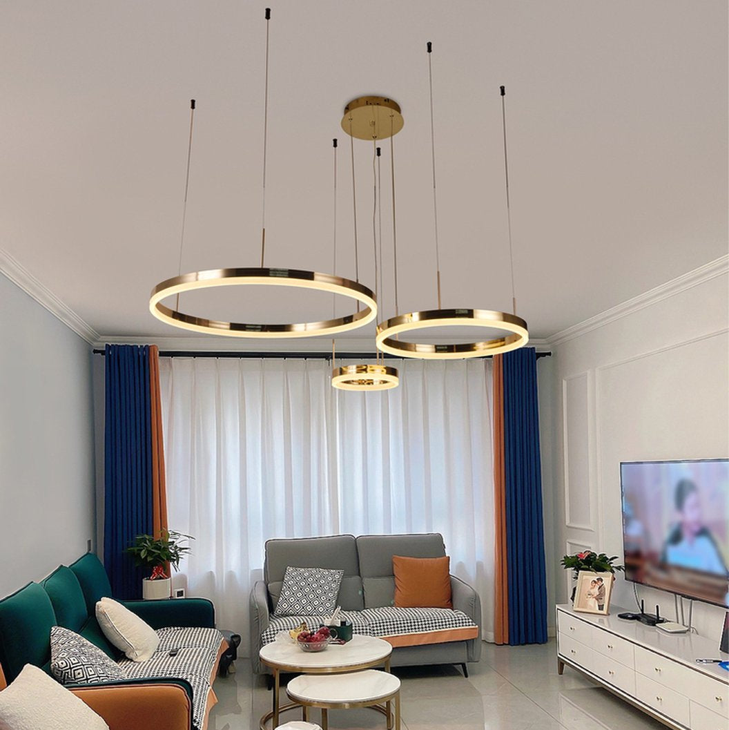 Florence - Luxe 3 Ringen LED Hanglamp met Gouden Chroomafwerking