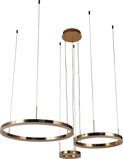 Florence - Luxe 3 Ringen LED Hanglamp met Gouden Chroomafwerking